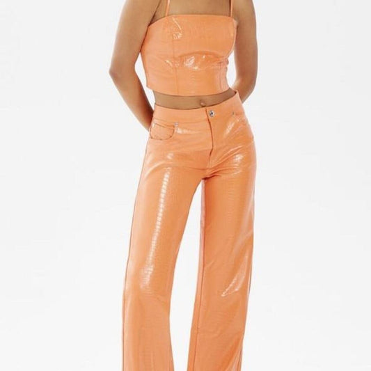 Top faux leather - Bershka